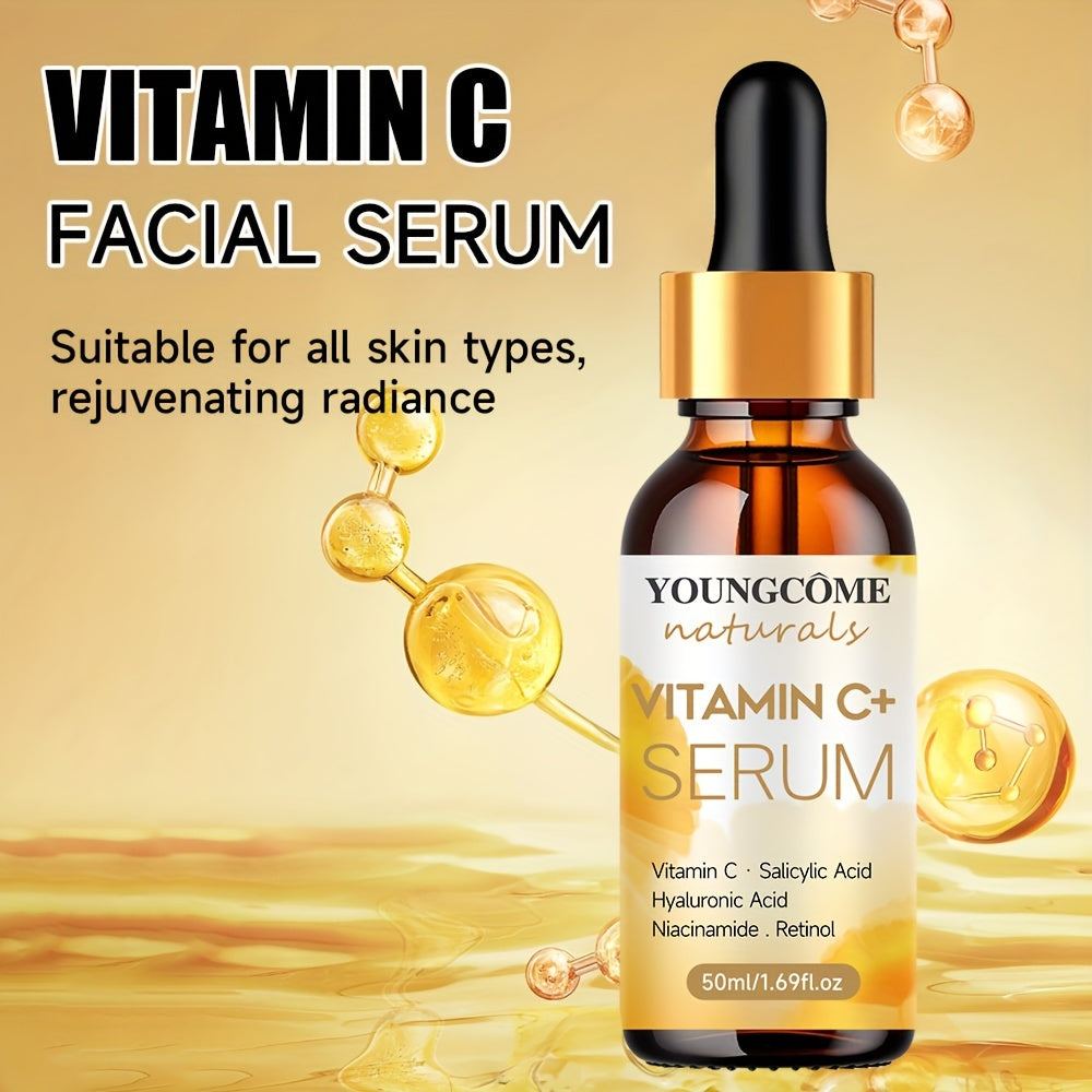 Revitalize Your Skin: Vitamin C & Retinol Facial Serum with Hyaluronic Acid, Turmeric, Aloe Vera - Fragrance-Free, Hypoallergenic Formula for All Skin Types