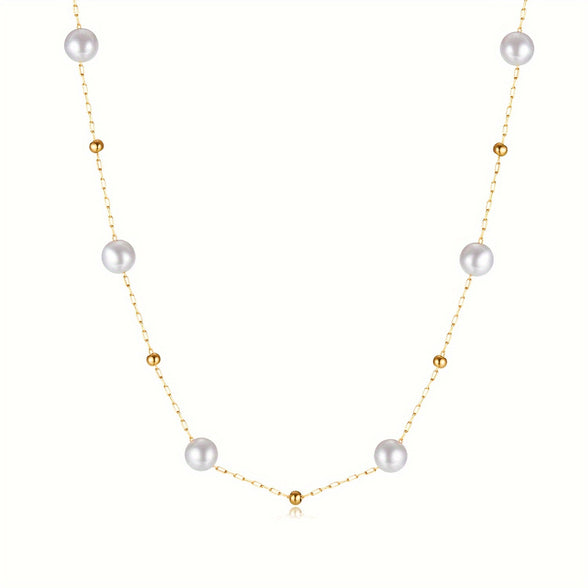 Golden Baroque Elegance: Vintage Faux Pearl Necklace for Women