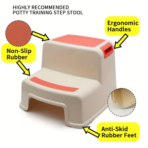 Plastic Step Stool Set for Toddlers 3 to 12 Years Lightweight Non Slip Easy to Clean Safe Design