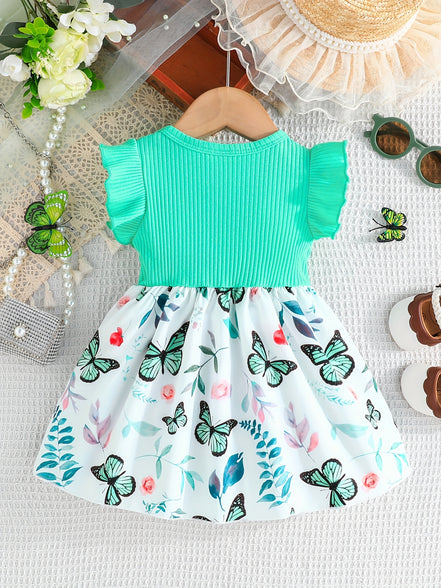 Baby's Cartoon Butterfly Leaves Pattern Dress: The Perfect Holiday Gift for Toddler Girls