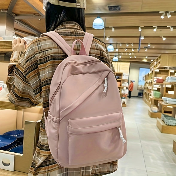 Chic Solid Color Backpack for Students: Perfect for School and Casual Outings