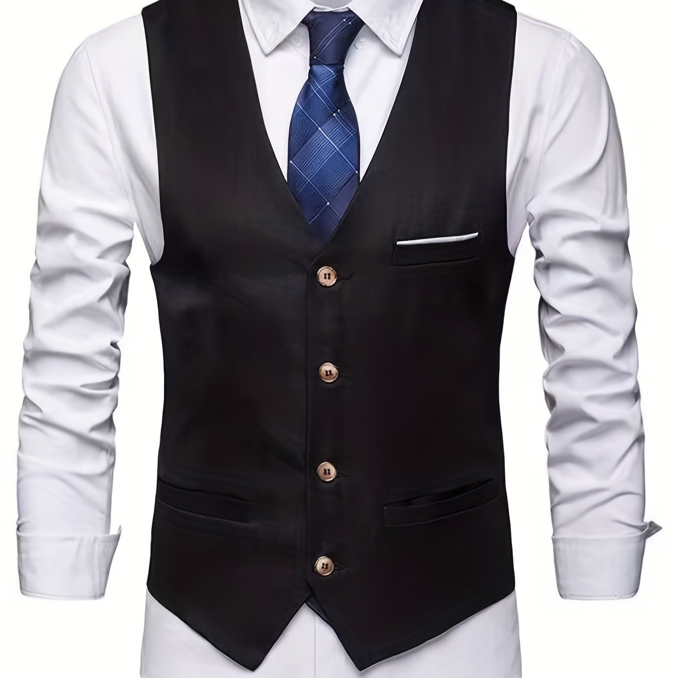 Men's Casual Retro Style Solid Color V-Neck Smart Suit Vest: The Perfect Waistcoat for Dinner Suit Match