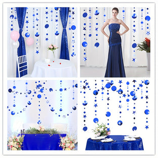 1 Pack/ 48pcs Blue Hanging Ornaments Bling Sequins Star Decor for Wedding Ceremony Shop window display, birthday party, restaurant ceiling decoration, living room, bedroom, company indoor event party decoration