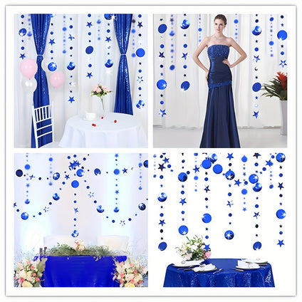 1 Pack/ 48pcs Blue Hanging Ornaments Bling Sequins Star Decor for Wedding Ceremony Shop window display, birthday party, restaurant ceiling decoration, living room, bedroom, company indoor event party decoration