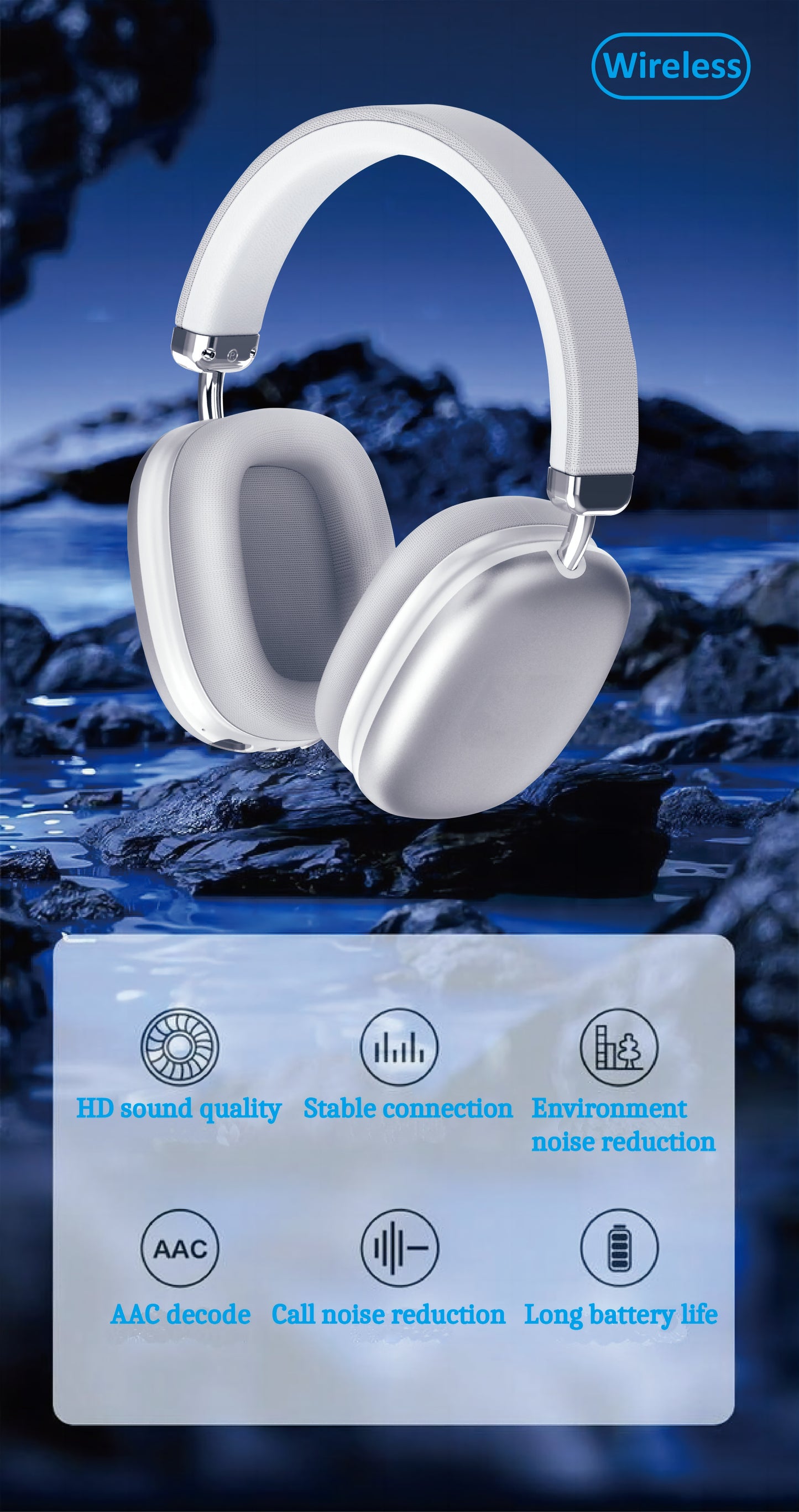 Premium Wireless Headphones: Lightweight, Foldable & Excellent Sound Quality for Work, Travel, and Gaming