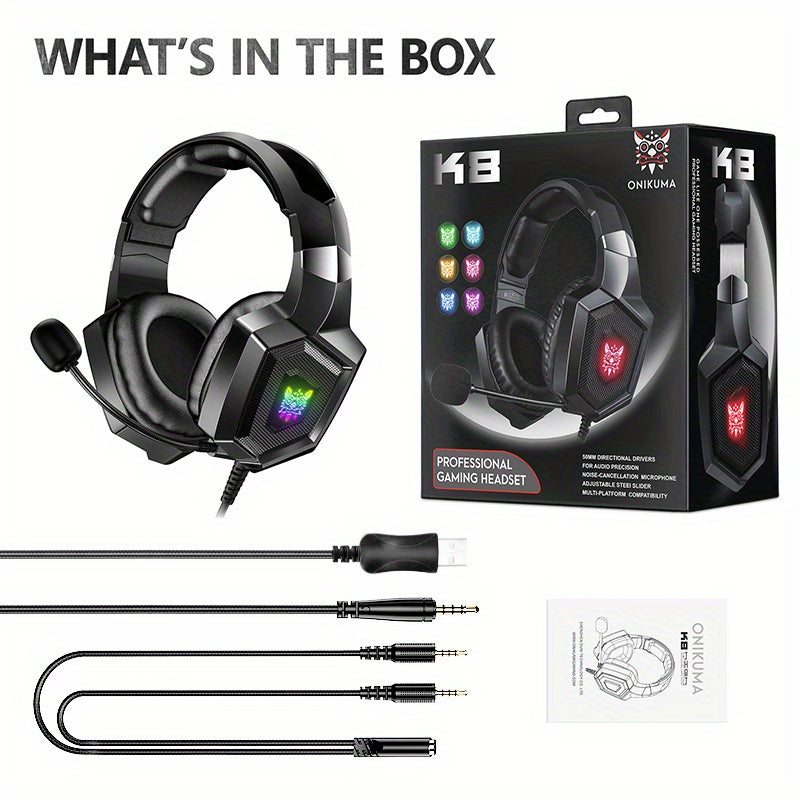 ONIKUMA K8: The Ultimate Gaming Headset with LED Lights and Surround Sound