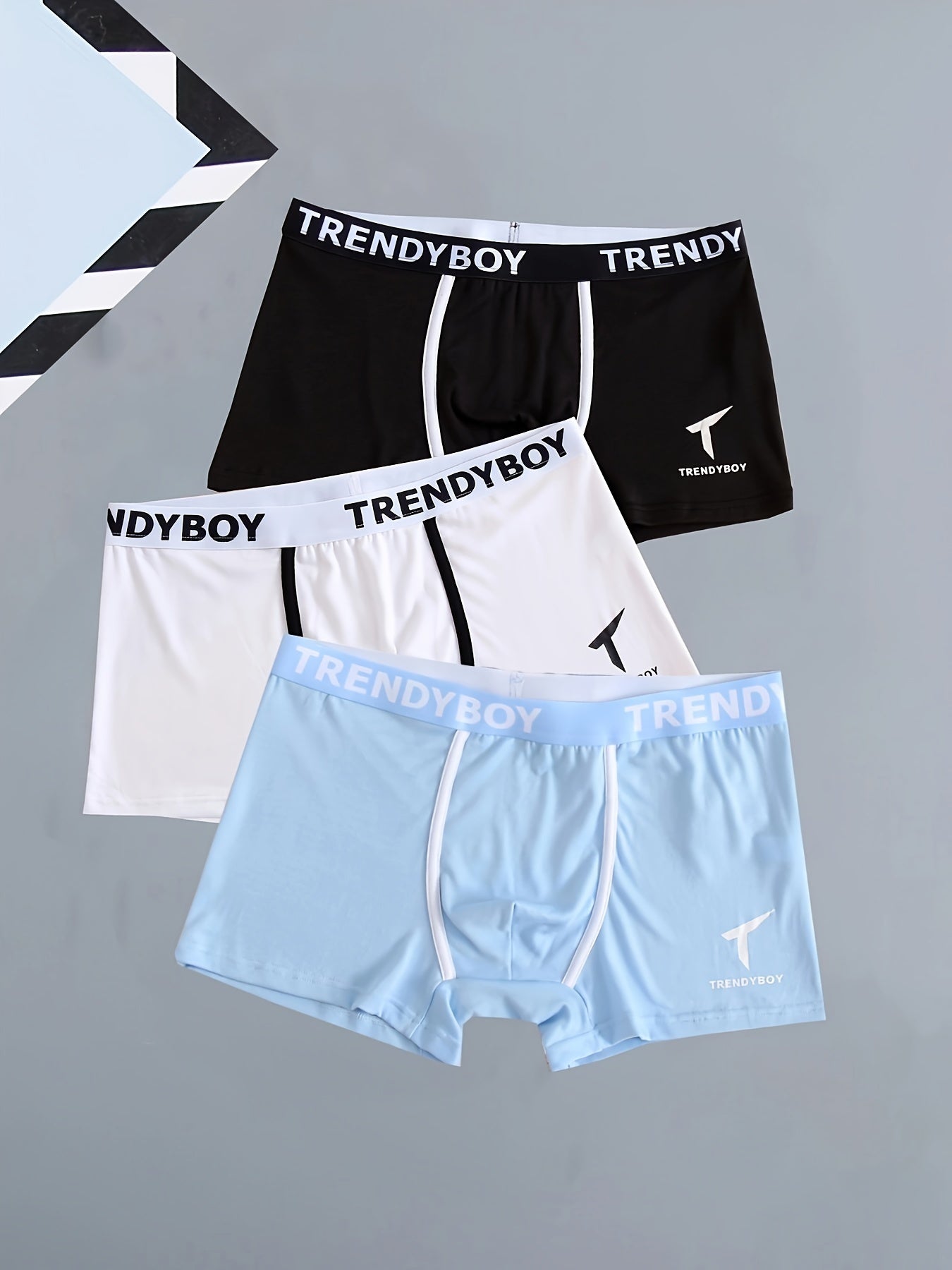 3PCS Men's Cotton Solid Color Comfortable Boxer Briefs - Fashion Letter Print, Sports Breathable Men's Underwear