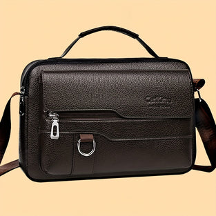 1pc Pebbled Leather Shoulder Bag, PU Leather Business Crossbody Bag, Lightweight Briefcase