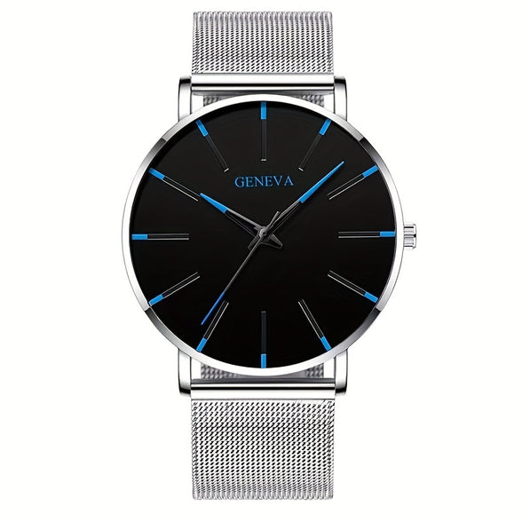 Ultimate Elegance: Men's Fashion Ultra-Thin Stainless Steel Mesh Belt Quartz Wrist Watch