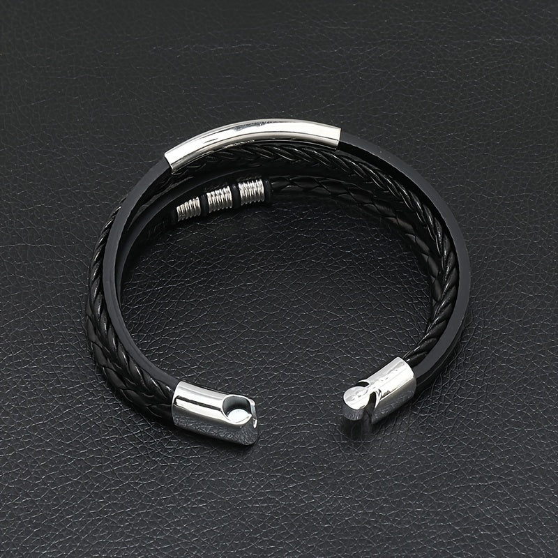 Men's Vintage Woven Multi-Layer Magnetic Buckle Bracelet - Stylish Hand Accessories