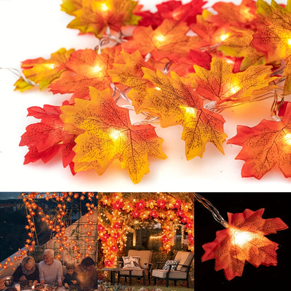 1pc Maple Leaf Styling LED Fairy Lights Thanksgiving Decoration Fall Decoration Halloween Plant Fence Party Stair Railing Valentine's Day Decoration