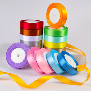 12 Pcs Random Color Gift Packaging Ribbon, Size 25/20mm Satin Ribbon Ribbon, For Gift Packaging, Decoration Strap, 15 Colors, For Gift Packaging, Wedding, Party Decoration