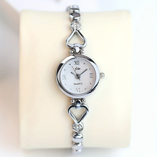 Shine Bright with the Women's Rhinestone Decor Quartz Bracelet Watch - A Luxurious Stainless Steel Timepiece