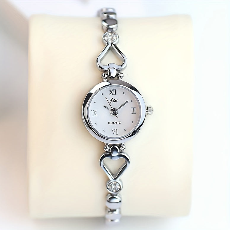 Shine Bright with the Women's Rhinestone Decor Quartz Bracelet Watch - A Luxurious Stainless Steel Timepiece