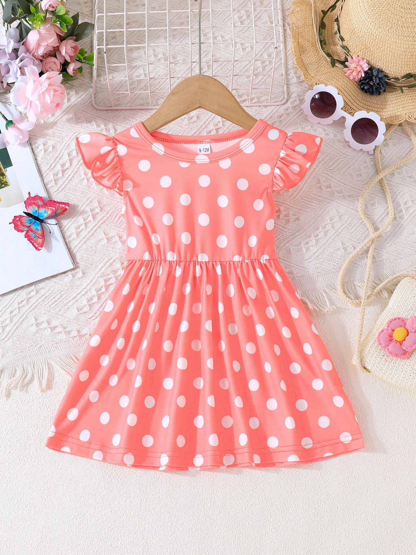 3pcs Baby's Flower Polka Dots Pattern Casual Dress - Adorable Infant Toddler Girls Clothing for Summer