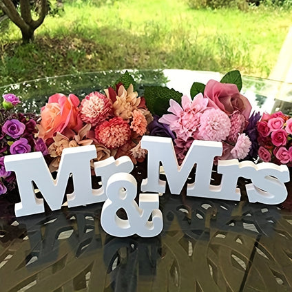 1 Set, Mr & Mrs Wedding Signs Decorative Signs Plaques Table Decorations For Photo Props, Wedding