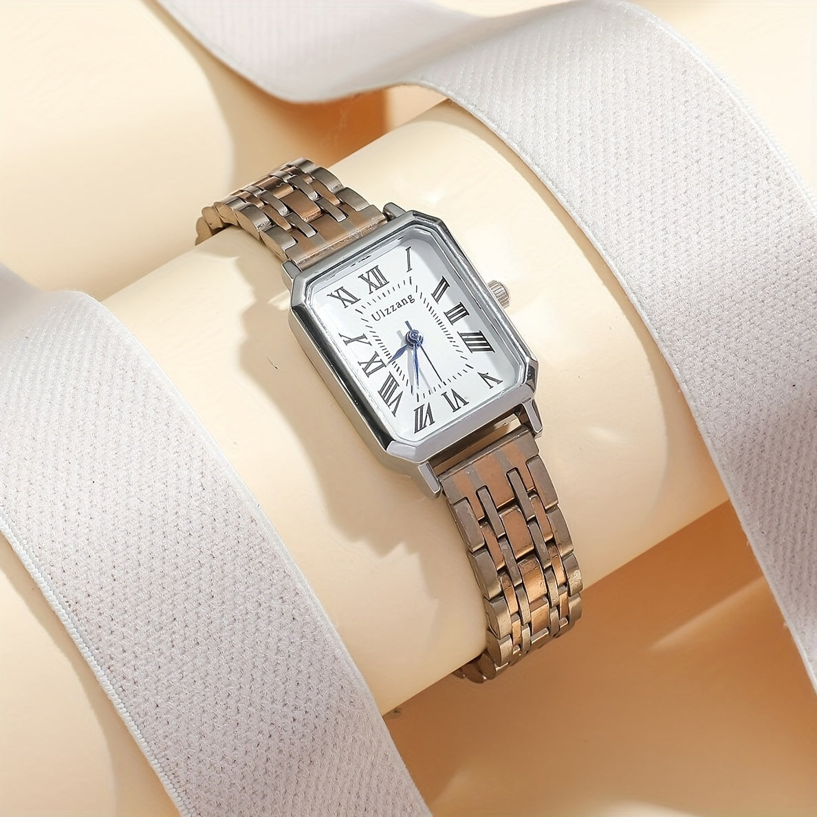 Rome Fashion Analog Retro PU Leather Wrist Watch for Women - Casual Rectangle Pointer Quartz Watch