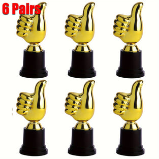 Golden Trophy Awards - 15.24cm Mini Statue Trophies, Pack of 2/12 - Perfect for Teacher Appreciation, Parties & Ceremonies - Durable PP Material