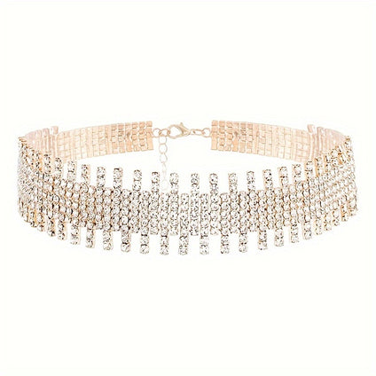 Shimmering Rhinestone Choker Necklace  Elegant Jewelry for Women