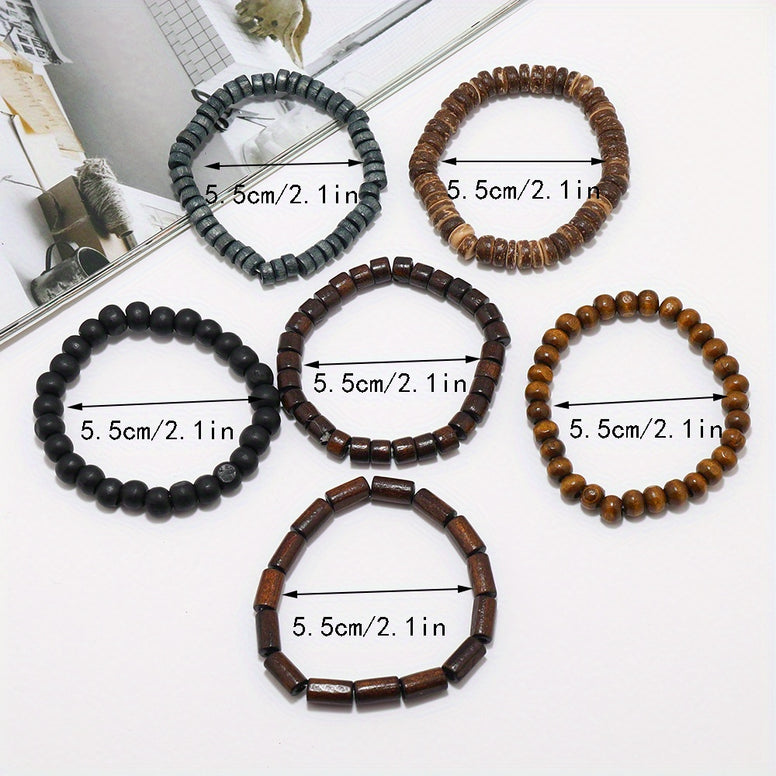 6-Piece Set: Simple Fashion Beaded Bracelets for Men and Women - Stylish Accessories for Daily Wear