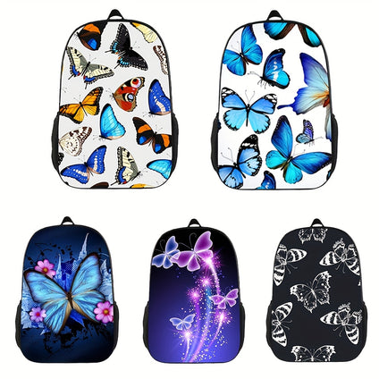 1pc Butterfly Waterproof Backpack, Fashion Travel Bag, Lightweight Stain-resistant Schoolbag