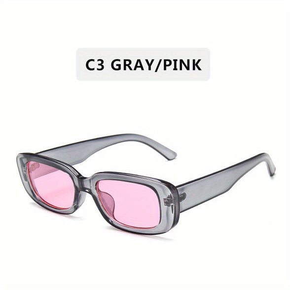 Retro UV400 Rectangle Fashion Sunglasses for Summer Beach Travel