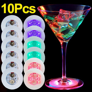 1/5/10pcs LED Coaster, Luminous Bottle Stickers Lights 6cm Lamps For Xmas Bar KTV Wedding Party Cocktail Drink Cups Vase Decor