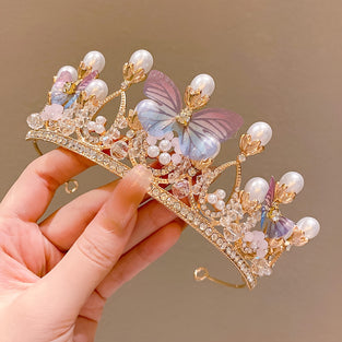 1PC Elegant Rhinestone Princess Crown Queen Faux Pearls Tiara Birthday Party Headwear Women Bridal Wedding Hair Jewelry Accessories