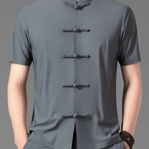 Chinese Traditional Style Men's Summer Tang Suit Shirt: Lightweight and Stylish Leisurewear