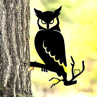 1pc Owl On Branch Steel Silhouette Metal Wall Art Home Garden Yard Patio Outdoor Statue Stake Decoration Perfect For Birthdays, Housewarming Gifts