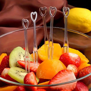 100pcs Heart-Shaped Plastic Forks, Perfect For Fruit & Desserts - Portable For Picnics, Parties, & Romantic Occasions