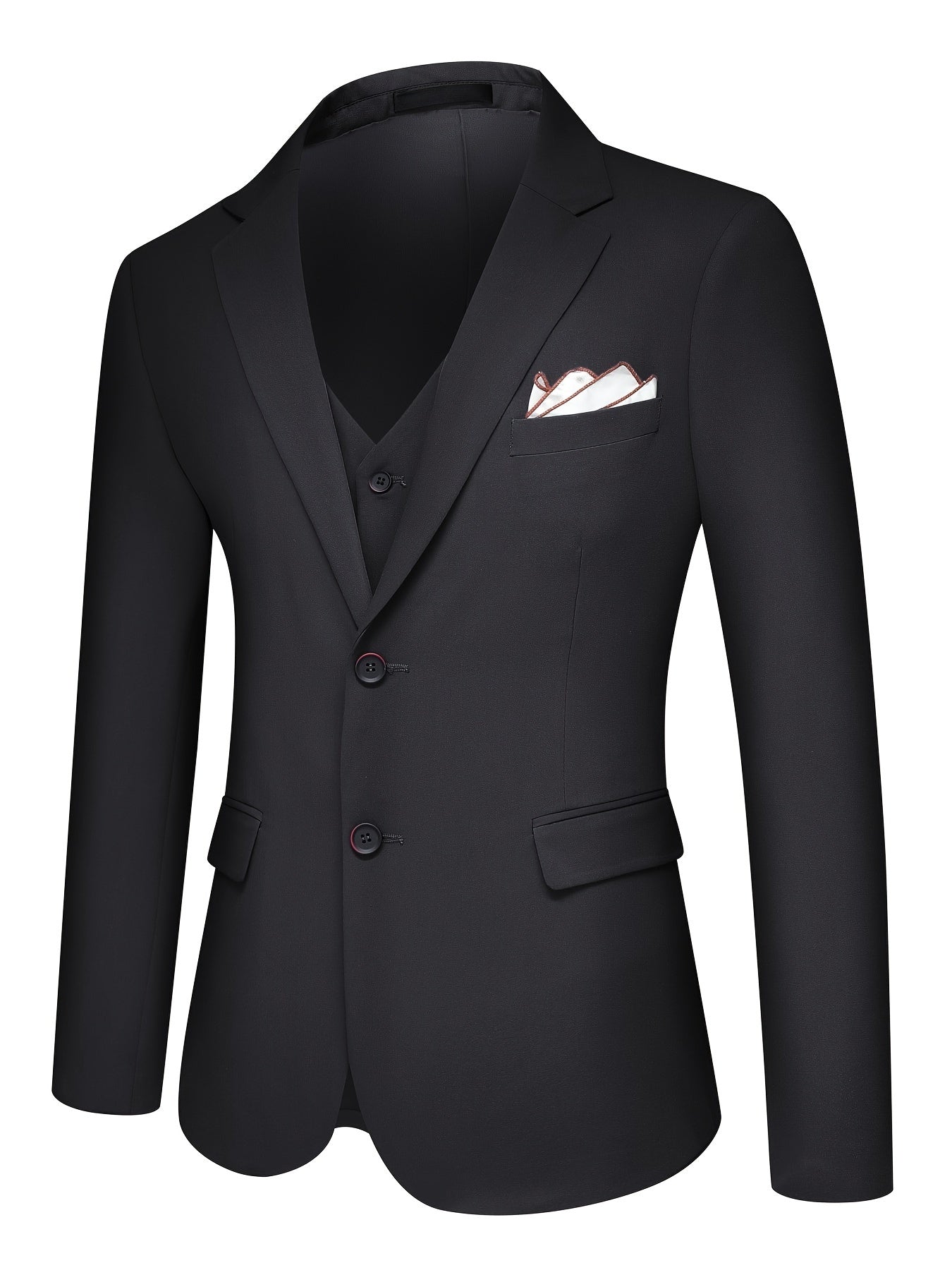 Classic Elegance: 3-Piece Men's Solid Color Suit Set for Casual Business Style