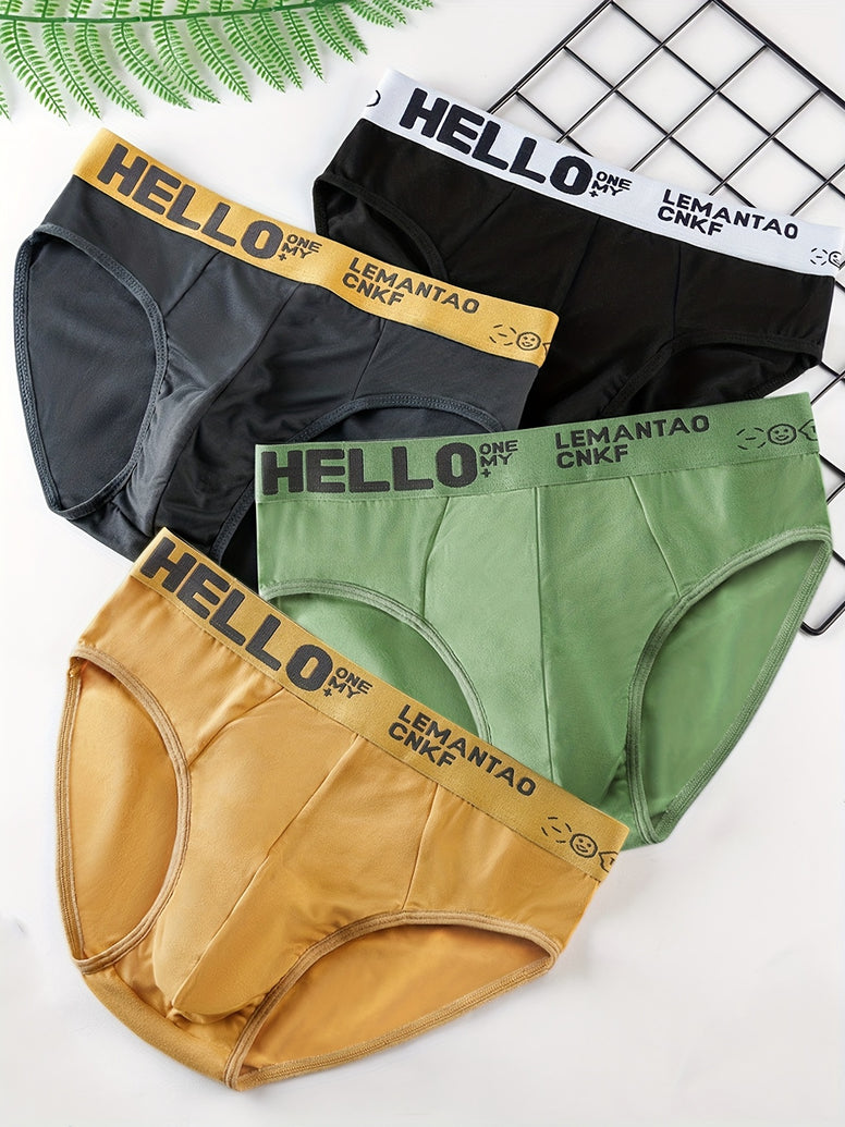 Comfortable and Breathable Men's Hello Letter Belt Briefs: Set of 5 for Daily Casual Wear