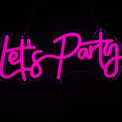 1pc Let's Party LED Neon Sign, USB Powered LED LETTER Neon Light, Decorative LED Atmosphere Lights For Wedding Birthday Party Holiday Man Cave Bar Bedroom Game Room Home Wall Decor