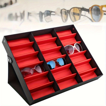 1pc 18 Upscale Grid Glasses Display Box, Sunglasses Storage, Multi Grid Glasses Box, Shop Glasses Display Props Counter, Floor Stand Display Box