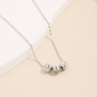 Sterling 925 Silver Hypoallergenic Necklace With Gift Box Silvery Beads Decor Pendant Necklace Daily Casual