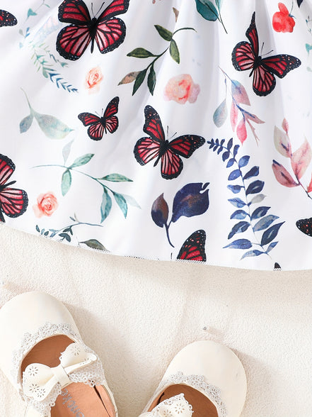 Baby's Cartoon Butterfly Leaves Pattern Dress: The Perfect Holiday Gift for Toddler Girls