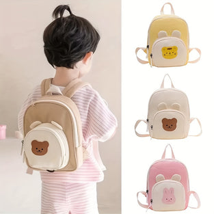 1pc Fashion Children's Backpack, New Cartoon Contrast Color Cute Mini Bag, Simple Canvas Cute Backpack