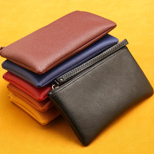 Simple Long Zipper Wallet, Lychee Pattern PU Leather Clutch Bag Mobile Phone Bag, Simple Ultra-thin Multifunctional Storage Bag