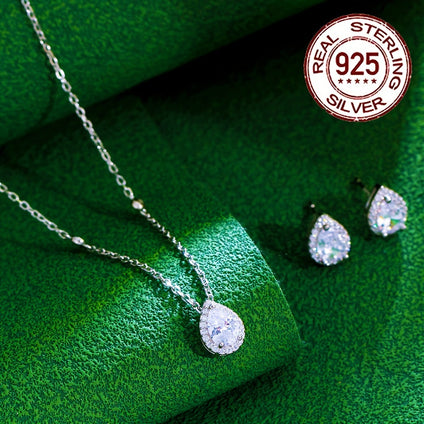 925 Sterling Silver Jewelry Set with Sparkling Zirconia Accents