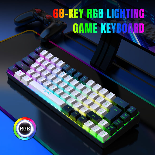 مجموعة لوحة مفاتيح RGB صغيرة الحجم مكونة من 68 مفتاحًا وماوس ألعاب خلوي لتجربة لعب لا مثيل لها على الكمبيوتر الشخصي وPS4 والكمبيوتر المحمول