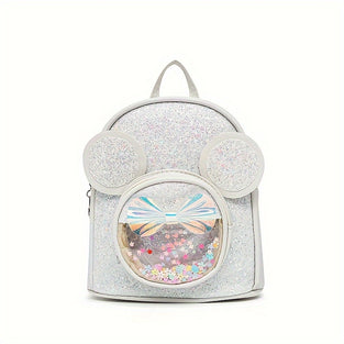 1pc New Sequin Backpack, Cute Cartoon Faux Backpack, Cute Sequin College Bag