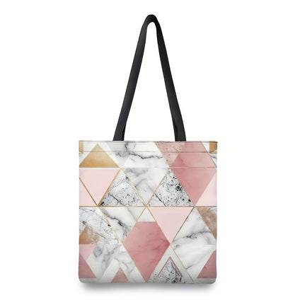 1pc Marble Print Tote Bag, Large Capacity Shoulder Bag, Women's Casual Handbag For Work School Shopping