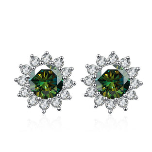 1.0ct Moissanite Sunflower Shape Stud Earrings Jewelry For Women Wedding Anniversary Gift 1Pair