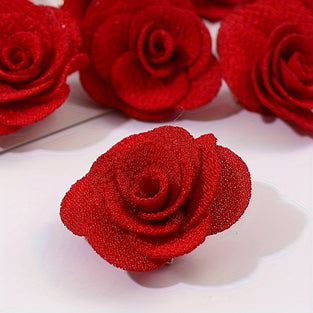 10PCS/Set Romantic Red Fabric Rose Flower Hair Clips Valentine's Day Party Wedding Dress Headwear