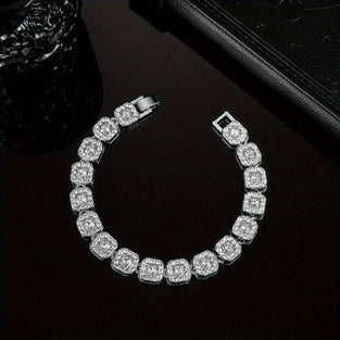 1pc Sparkling Rhinestone Tennis Bracelet  Punk Style 18K Plated