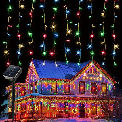 1pc LED Solar String Lights, 4m/13ft 96LEDs Waterproof Curtain Lights, Fairy String Lights Christmas Lights For Bedroom Patio Yard Garden Wedding Party, Christmas & Halloween Decorations