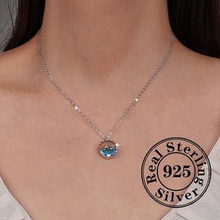 1pc 925 Sterling Silver Zircon Inlaid Exquisite Necklace Female Whale Cartoon Pendant Clavicle Chain Personality Versatile Daily Wear Hypoallergenic Small Jewelry Gift