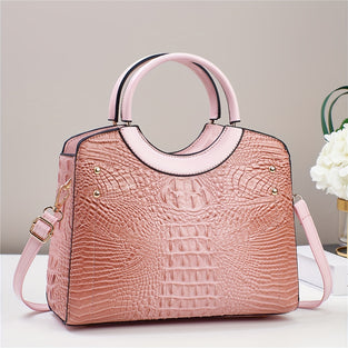 Classic Crocodile Pattern Handbag, 2024 New Fashion Women's Shoulder Bag, Versatile PU Leather Purse For Ladies