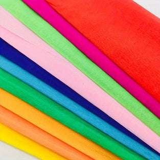 10pcs/pack Multi-Color Crepe Paper Folds Bleeding Tissue Assortment Multi-Color Assortment Wrinkle Paper Diy Material Package Wrinkle Paper Bouquet Birthday Party Wedding Holiday Decorations, color random